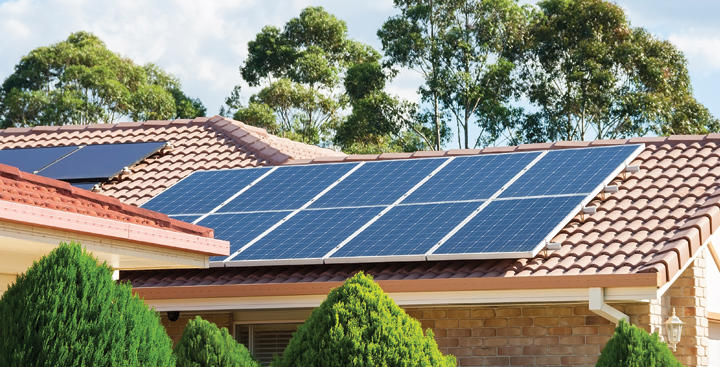 Roof covered in solar panels